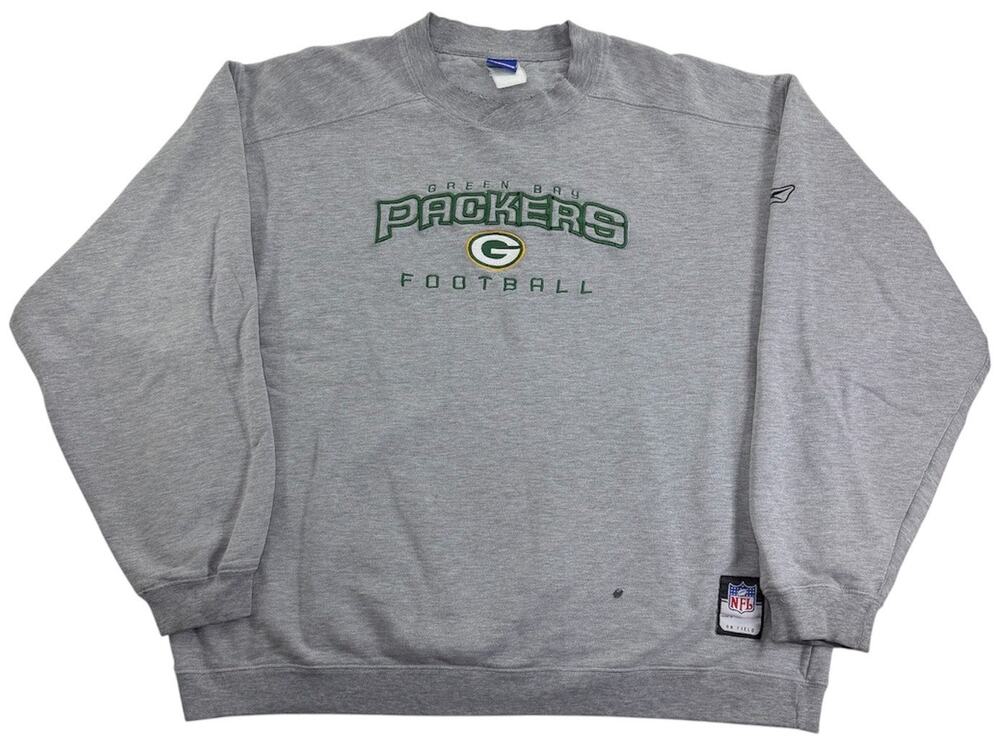 Vintage y2k Green Bay Packers Crewneck Men's XL Reebok Grey Football Sweatshirt